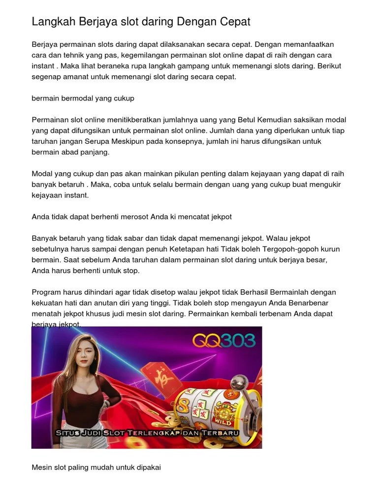 Langkah Menjuarai Slots Online Dengan Cepatkobka PDF | PDF