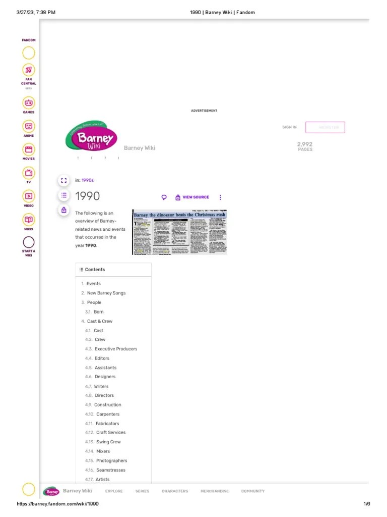 1990 - Barney Wiki - Fandom | PDF | Fandom