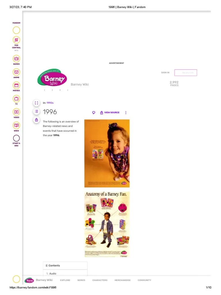 1996 - Barney Wiki - Fandom | PDF | Fandom | Entertainment
