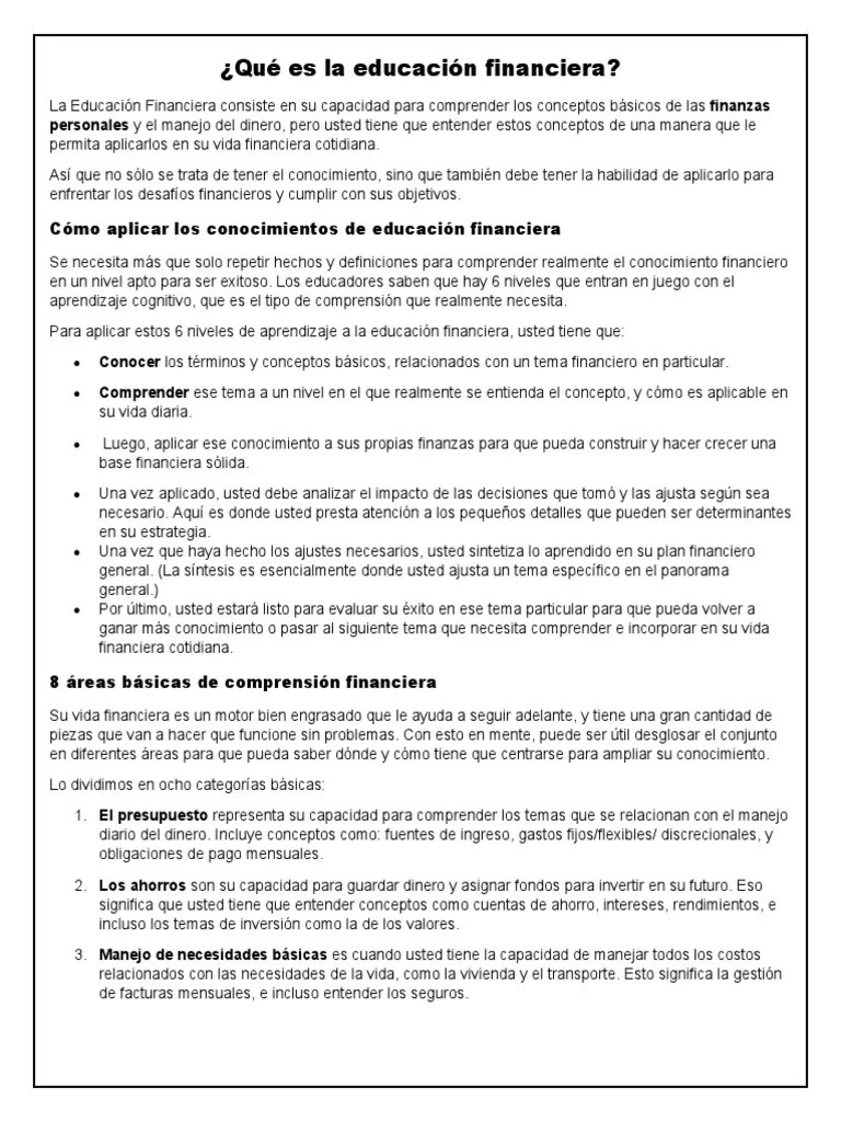 Educacion Financiera | PDF | Educación Financiera | Economias