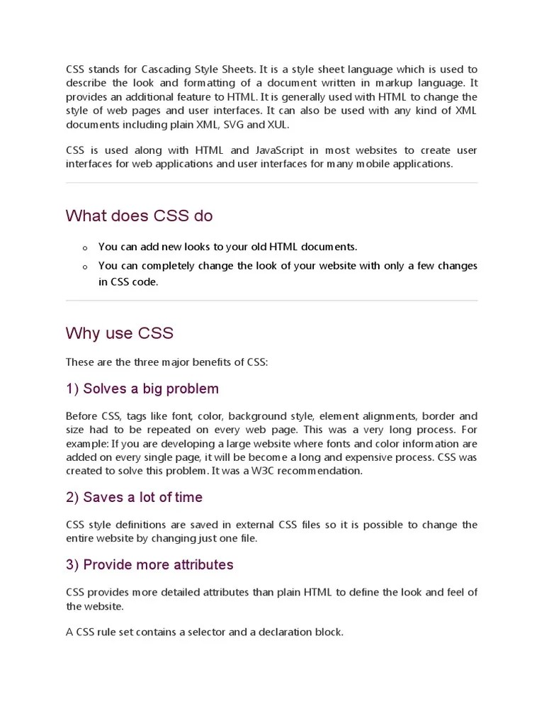 What Does CSS Do: 1) Solves A Big Problem | PDF | Html Element | Html
