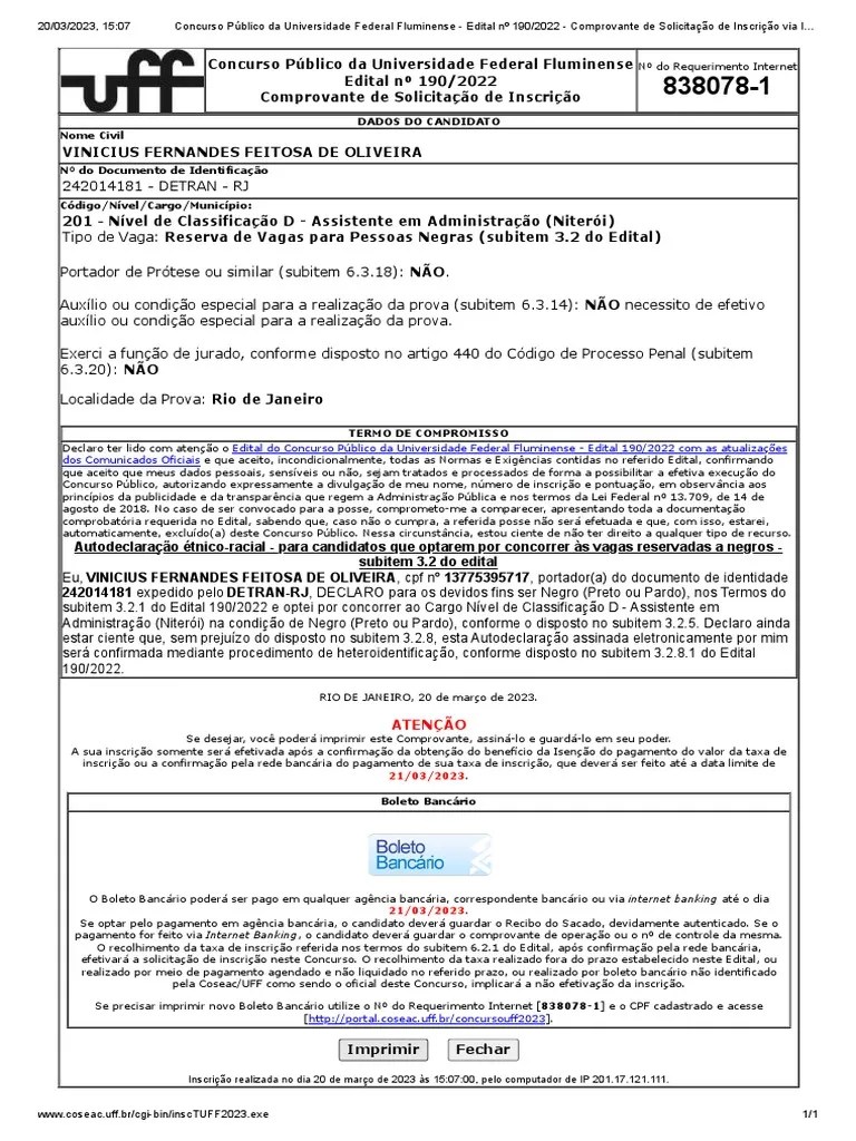 Concurso UFF Assistente Administrativo Edital 190 | PDF