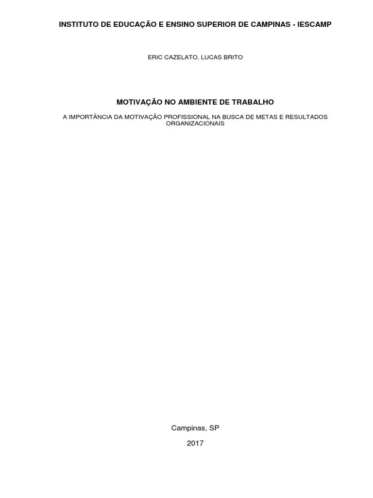A Importância Da Motivação Profissional Na Busca De Metas E Resultados ...