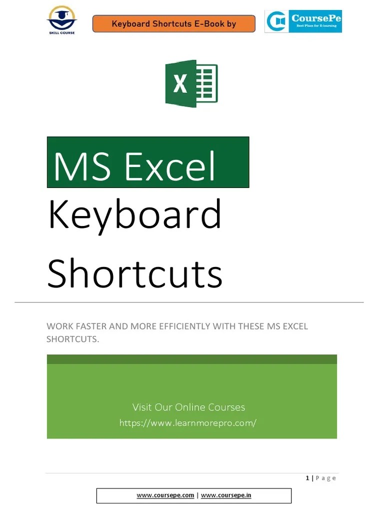 Microsoft Excel Shortcut Keys Free Ebook | PDF | Microsoft Excel ...
