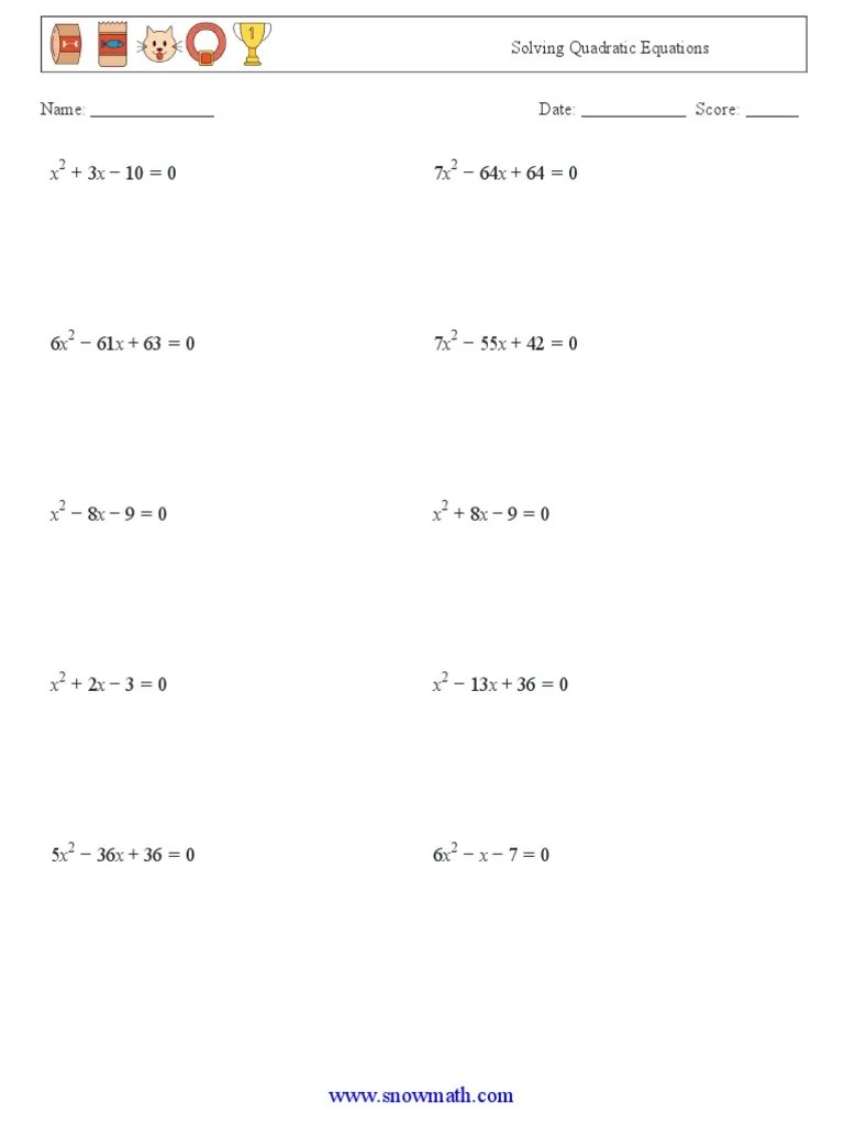 Solving Quadratic Equations 2QA | PDF