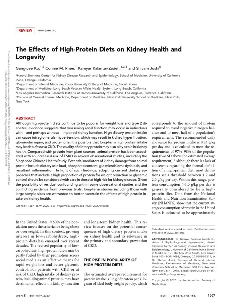The Effects Of High Protein Diets On Kidney Health.7 | PDF | Chronic ...