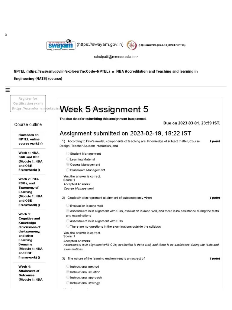 Week 5 - Assignment With Ans | PDF | Educational Assessment | Teaching