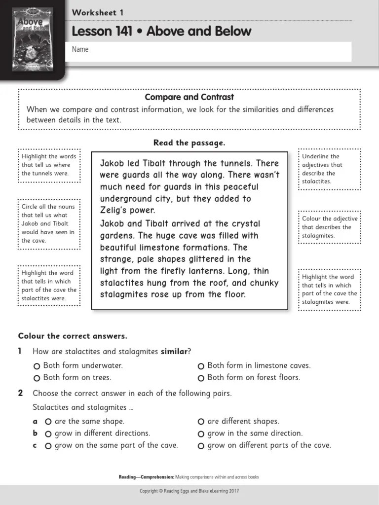 Activity sheet comprehension year 5 lesson 141