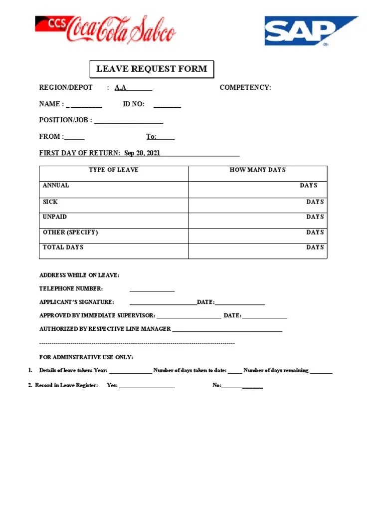Leave Request Form New | PDF