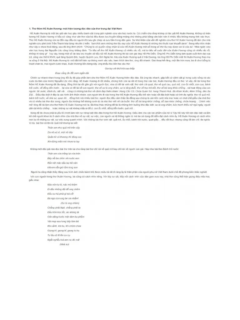 Thơ H Xuân Hương Phân Tích | PDF