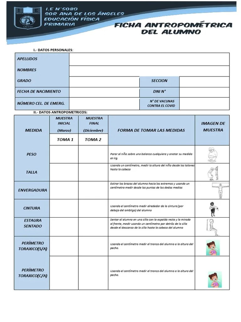SEMANA 02 FICHA ANTROPOMETRICA 2023 | PDF