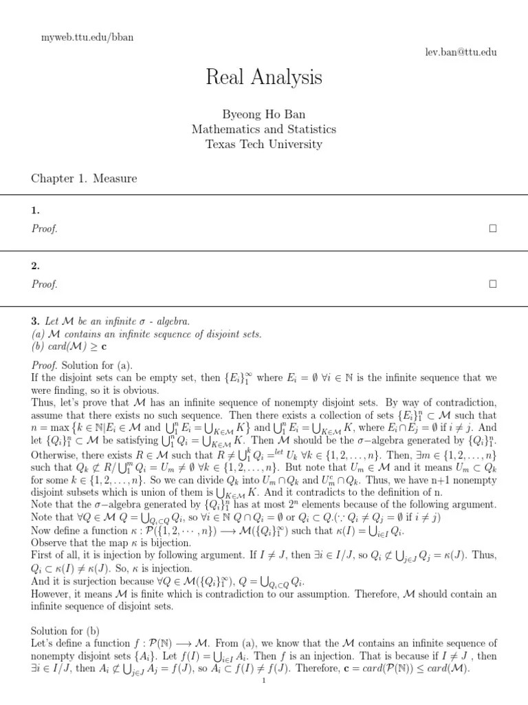 Solution - Real Analysis - Folland - Ch1 | PDF | Measure (Mathematics ...