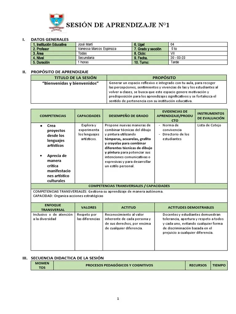 Sesión De Bienvenida Quinto | PDF | Evaluación | Aprendizaje