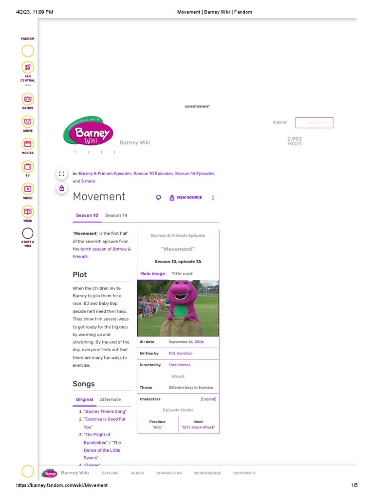 Movement - Barney Wiki - Fandom | PDF | Fandom