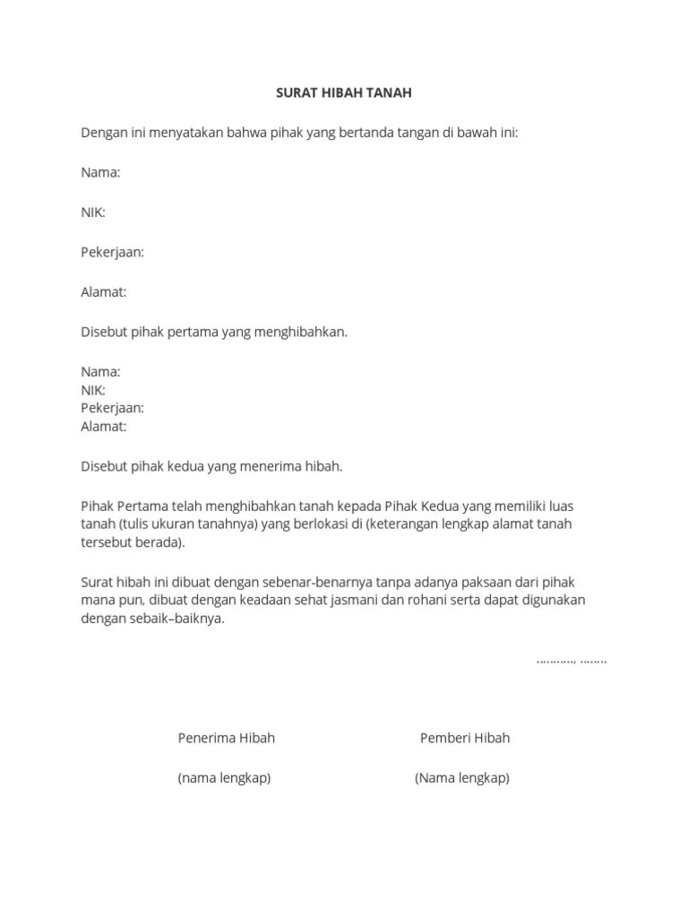 Surat Hibah Tanah | PDF