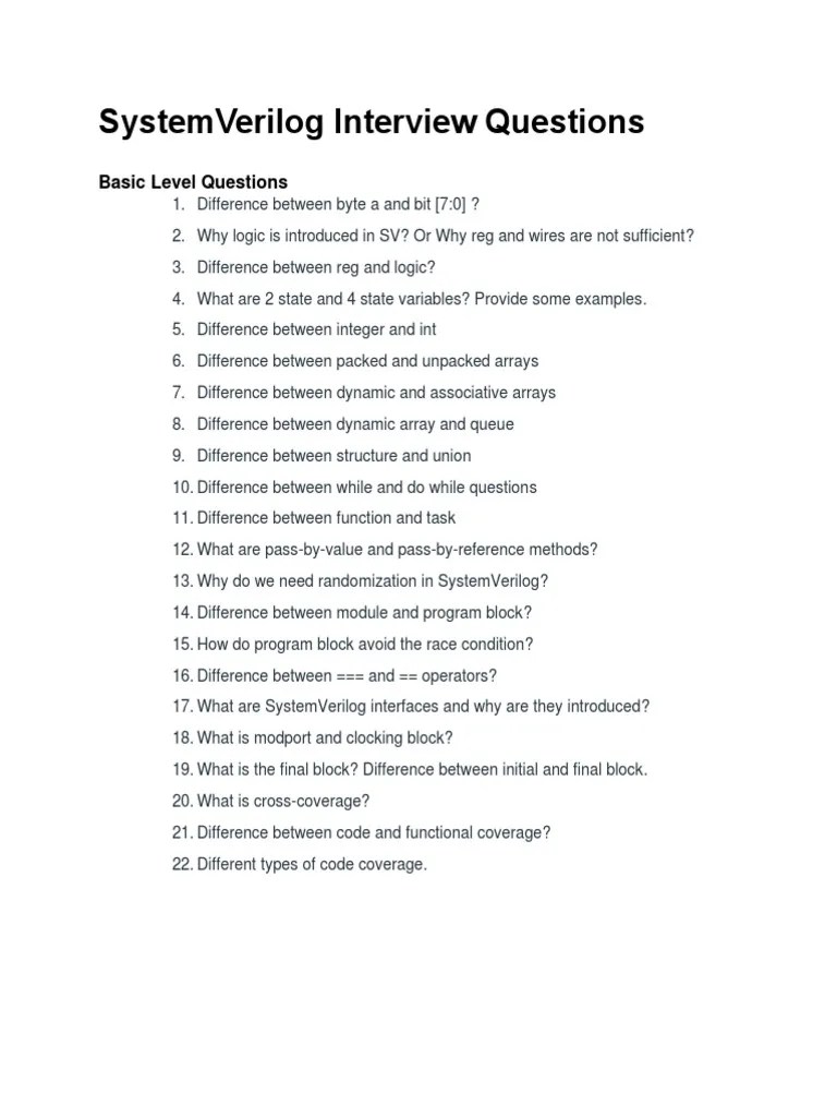 Systemverilog Interview Questions | PDF | Object Oriented Programming ...