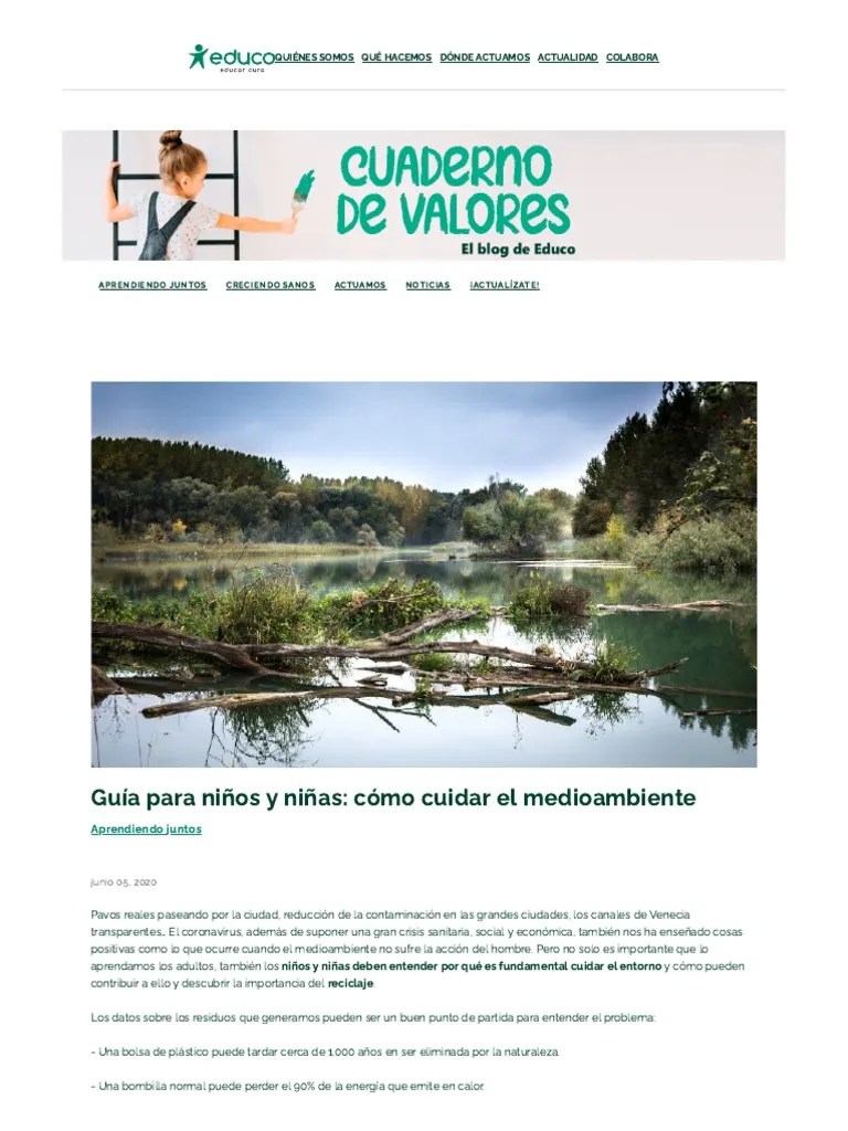 Guía Para Niños Y Niñas - Cómo Cuidar El Medioambiente | PDF | Reciclaje | Entorno Natural
