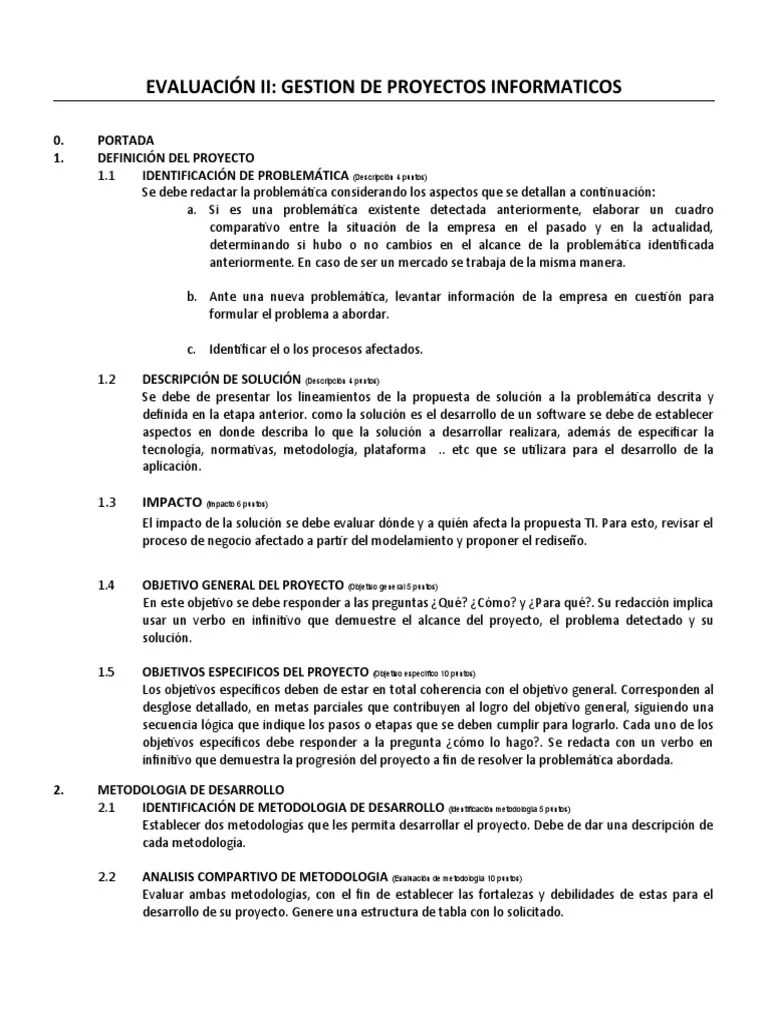 Evaluación II Gestión De Proyectos Informaticos | PDF | Software ...