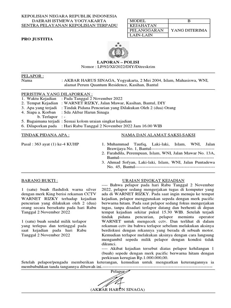 Laporan Polisi | PDF