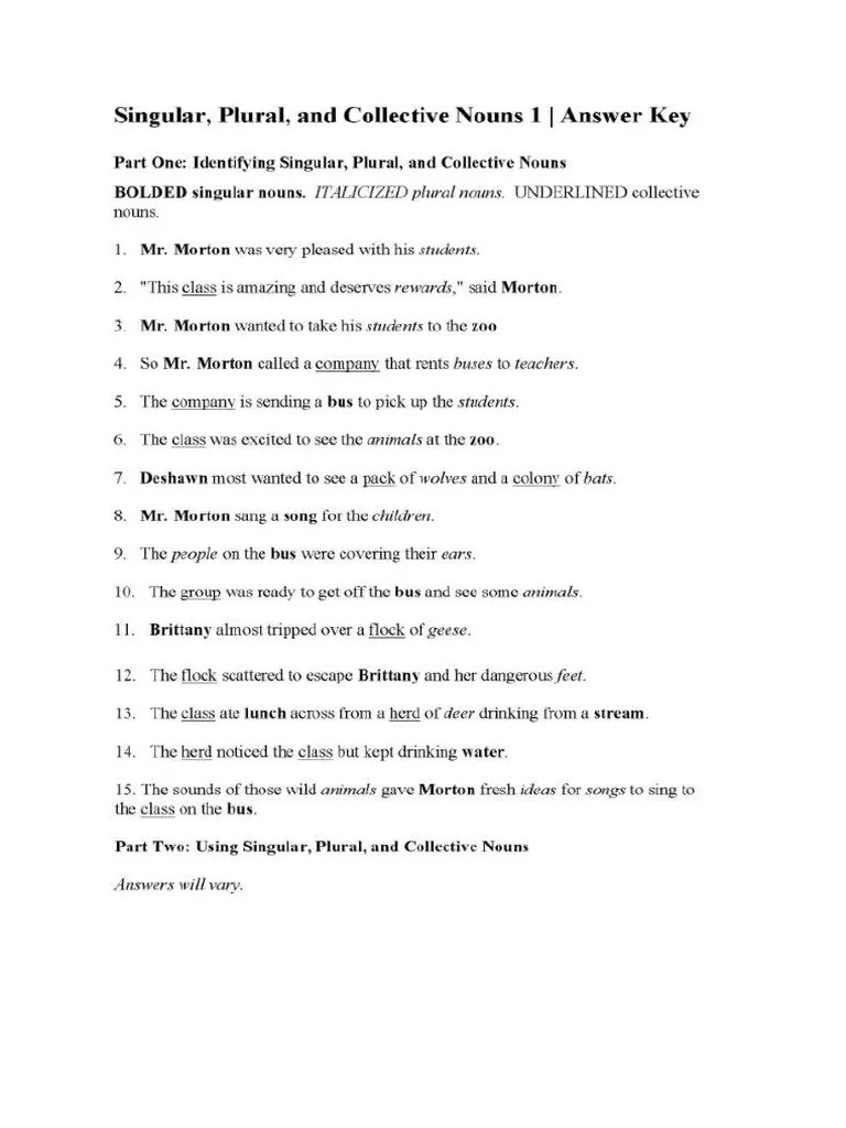 Singular, plural & collective nouns