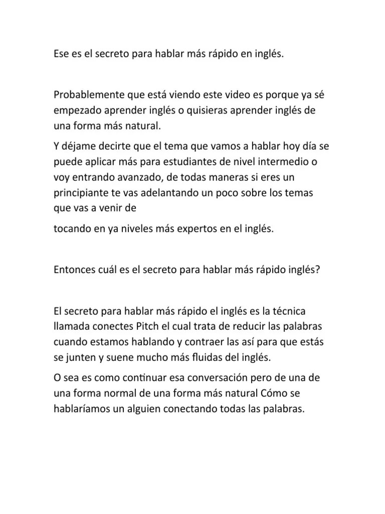 Ese Es El Secreto Para Hablar Más Rápido En Inglés | PDF | Idioma En Inglés | Lingüística