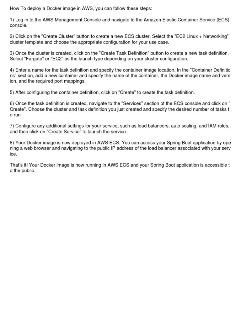 How To Deploy A Docker Image In AWS | PDF