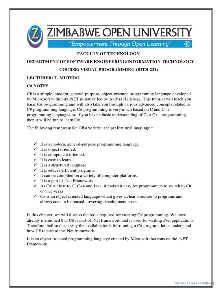 C# Programming Basics Guide | PDF | C Sharp (Programming Language ...