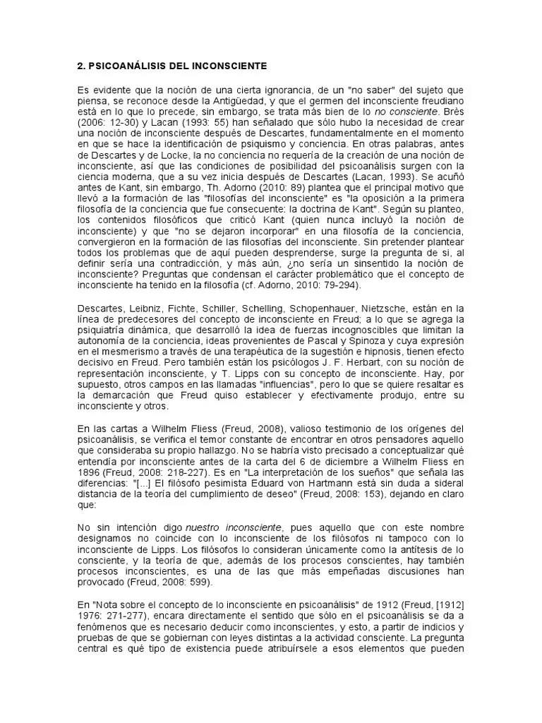 Psicoanalisis Del Inconsciente | PDF | Mente Inconsciente | Sigmund Freud