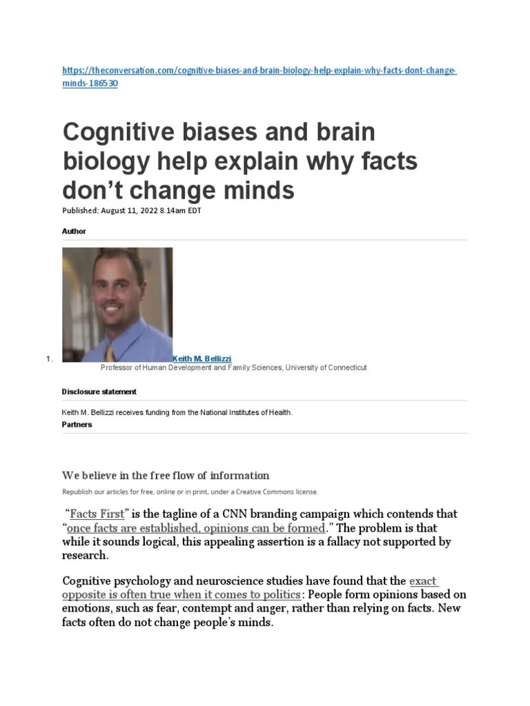Cognitive Biases And Brain Biology Help Explain Why Facts Don't Change ...