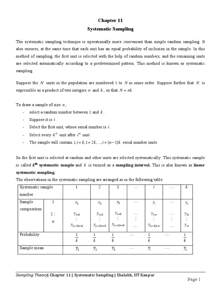 Chapter11 Sampling Systematic Sampling | PDF | Sampling (Statistics ...