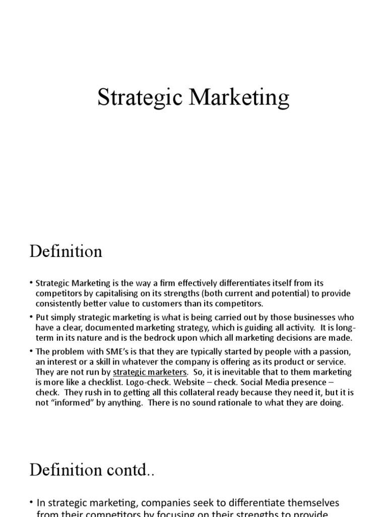 Strategic Marketing | PDF | Marketing | Strategic Management