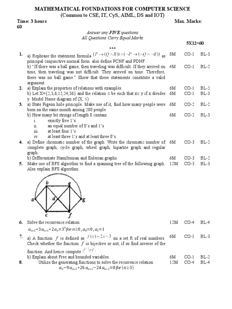 MATHEMATICAL FOUNDATIONS FOR COMPUTER SCIENCE Paper | Download Free PDF ...