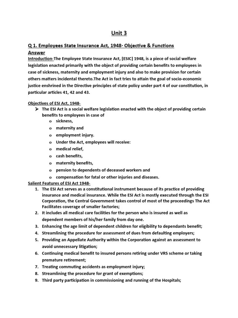 Unit 3 Labour Law | PDF | Welfare | Employment