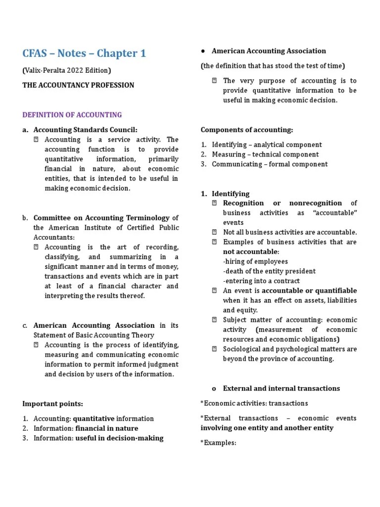 Conceptual Framework And Accounting Standards - Chapter 1 - Notes | PDF | Accounting | Certified ...