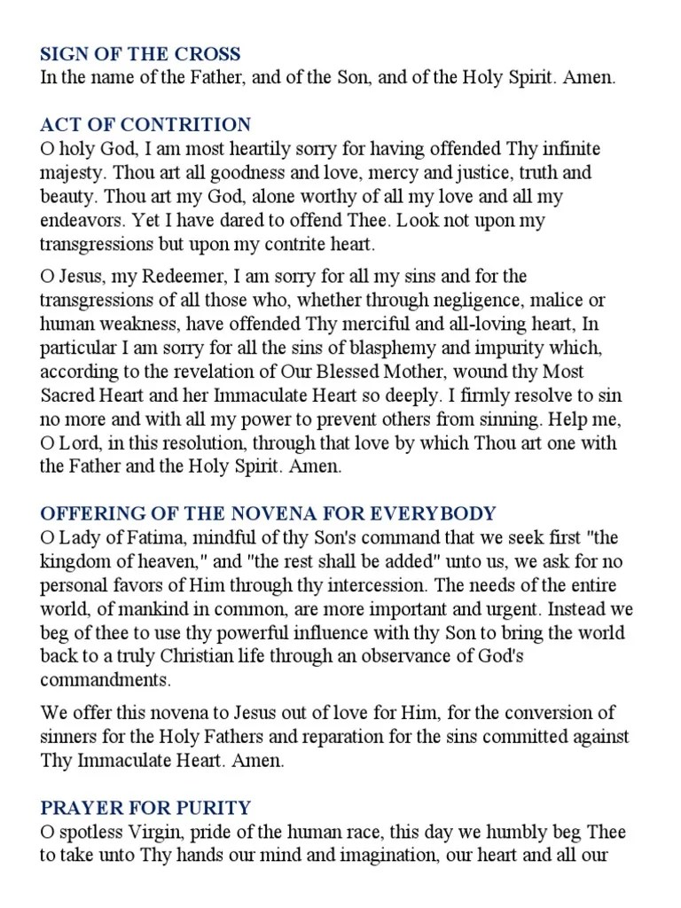 Novena To Fatima | PDF | Our Lady Of Fátima | Mary, Mother Of Jesus