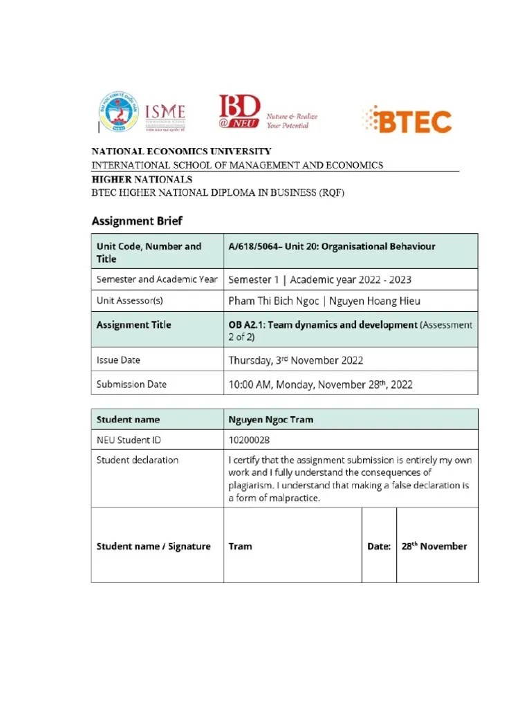 Nguyen Ngoc Tram - 10200028 - OB - A2.1 | PDF | Learning | Disciplines