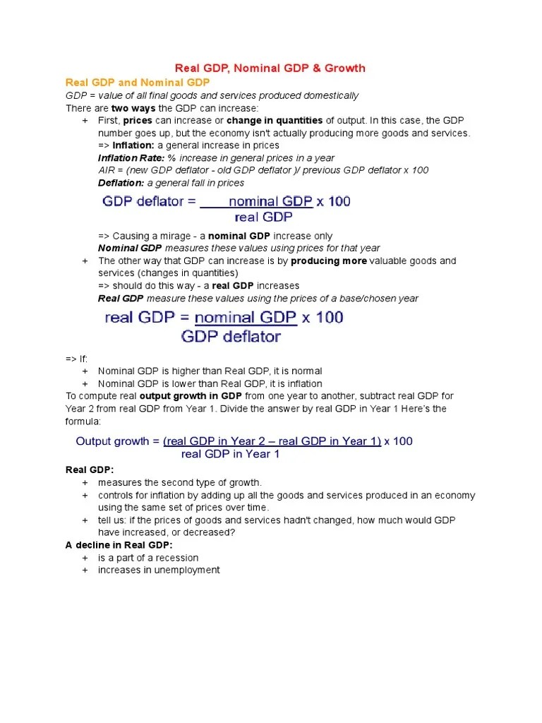 Real GDP, Nominal GDP And Growth | PDF | Gross Domestic Product | Real Gross Domestic Product