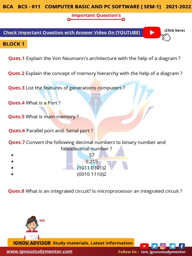 BCS 011 Comp Imp Ques | PDF | Computer Network | Office Equipment