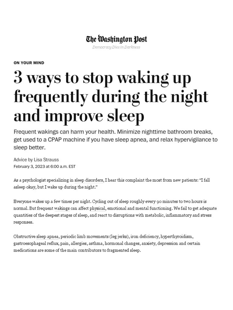 3 Ways To Stop Waking Up Frequently During The Night And Improve Sleep - The Was | PDF | Sleep ...
