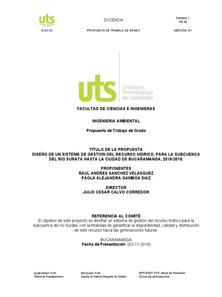 Anteproyecto Ingenieria. | PDF | Agua | Recursos Hídricos