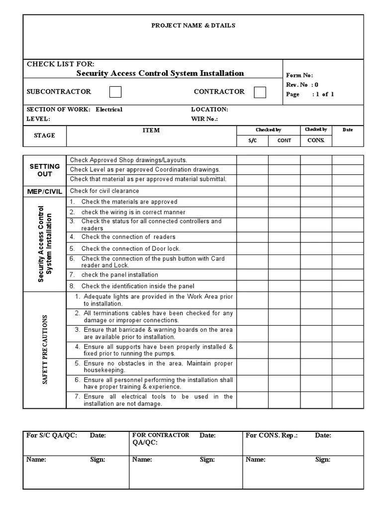 Checklist For Access Control System Installation | PDF | Access Control ...