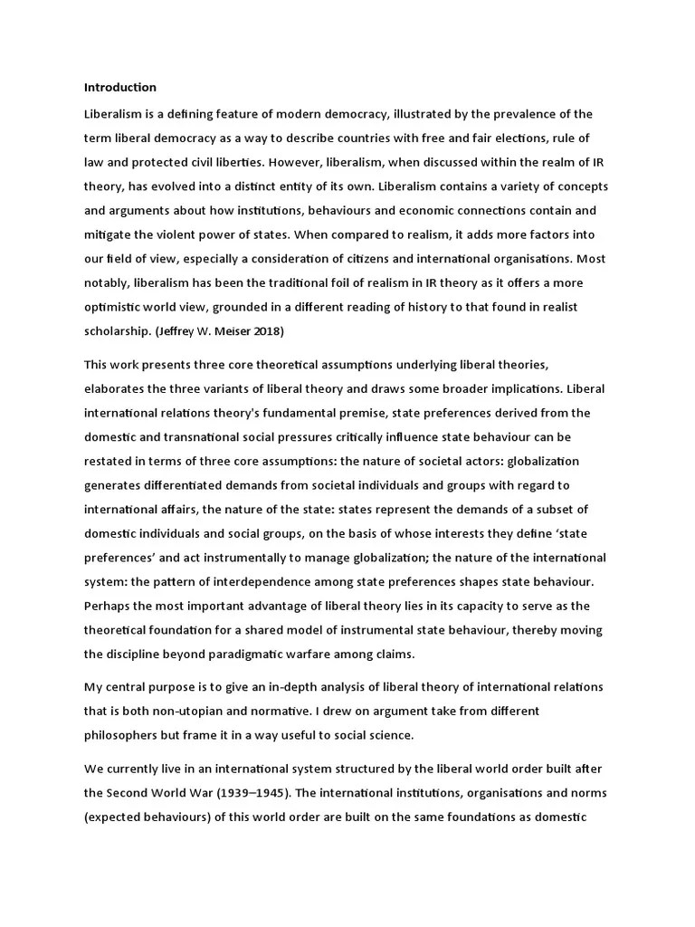 Liberalism Of International Relations | PDF | International Relations ...
