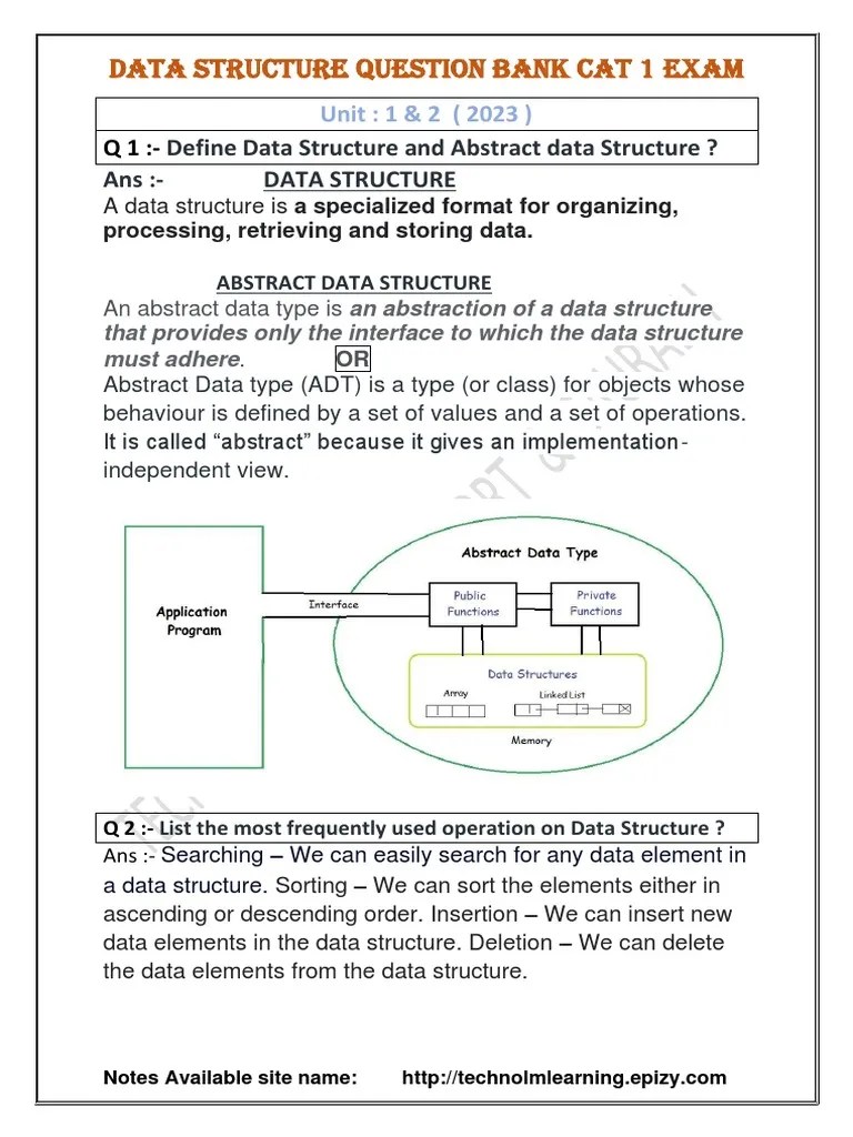 Data Structure Question Bank | PDF | Queue (Abstract Data Type ...