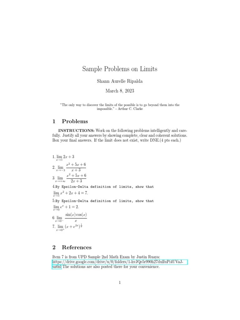 Limit Exercises | PDF