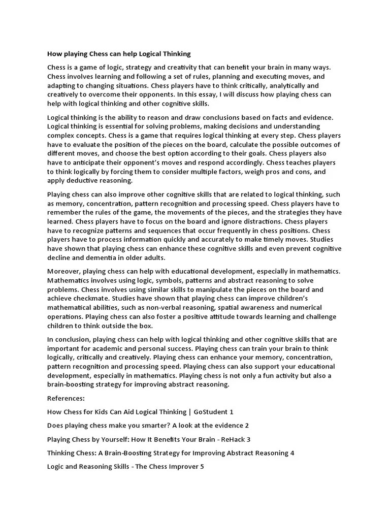 How Playing Chess Can Help Logical Thinking | PDF | Thought | Critical Thinking