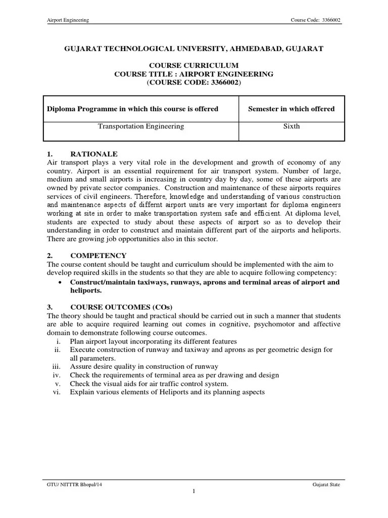 Airport Engineering Course Overview | PDF | Airport | Runway