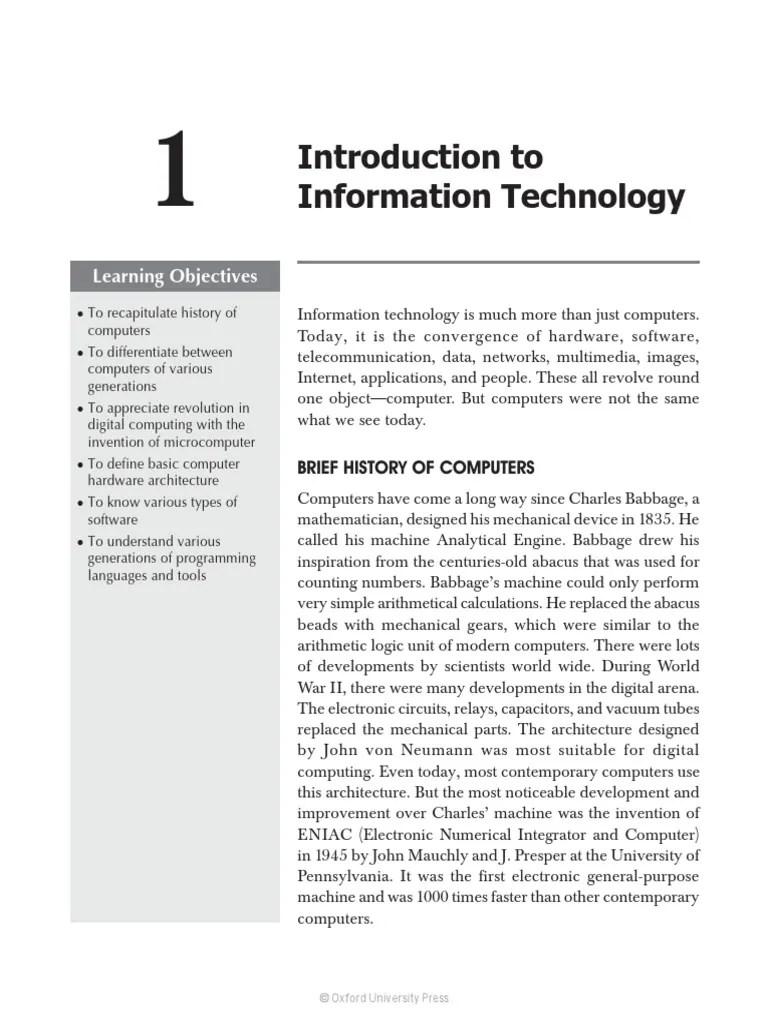Unit I - Introduction To Information Technology | PDF | Operating ...