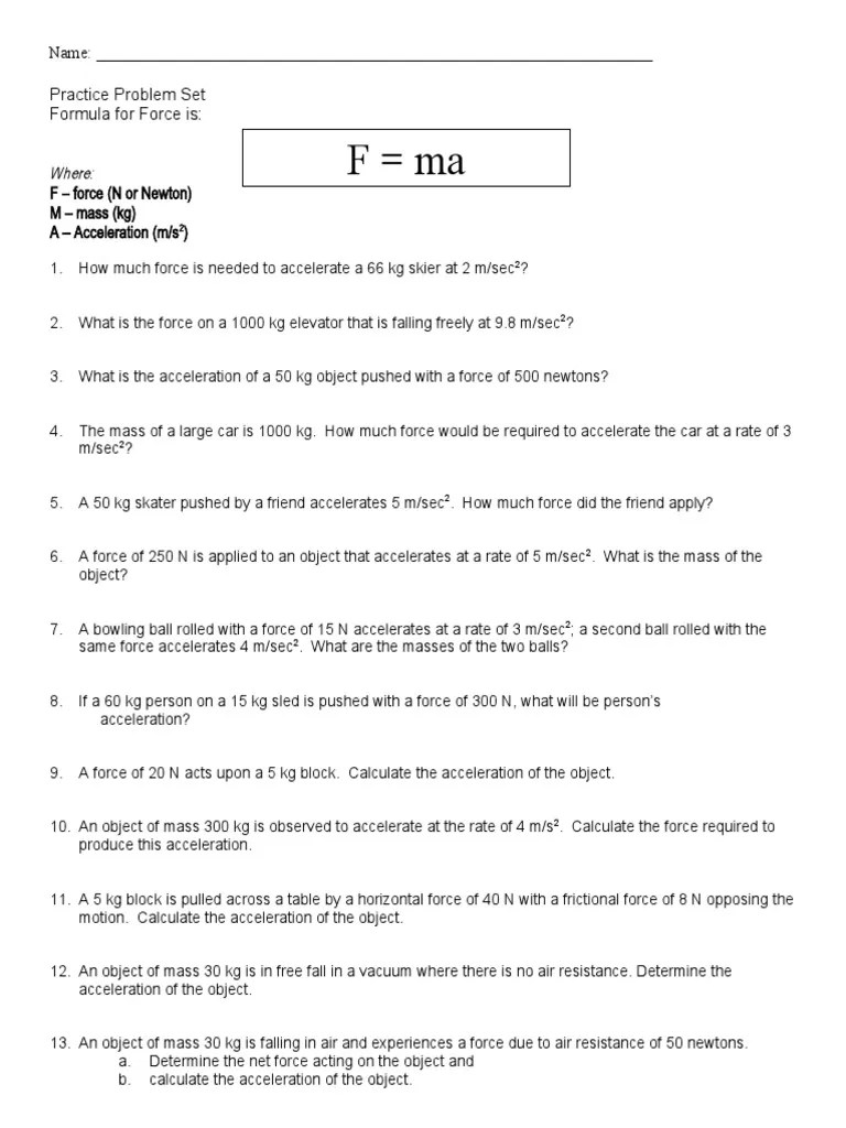 Force Problems | PDF | Force | Newton's Laws Of Motion