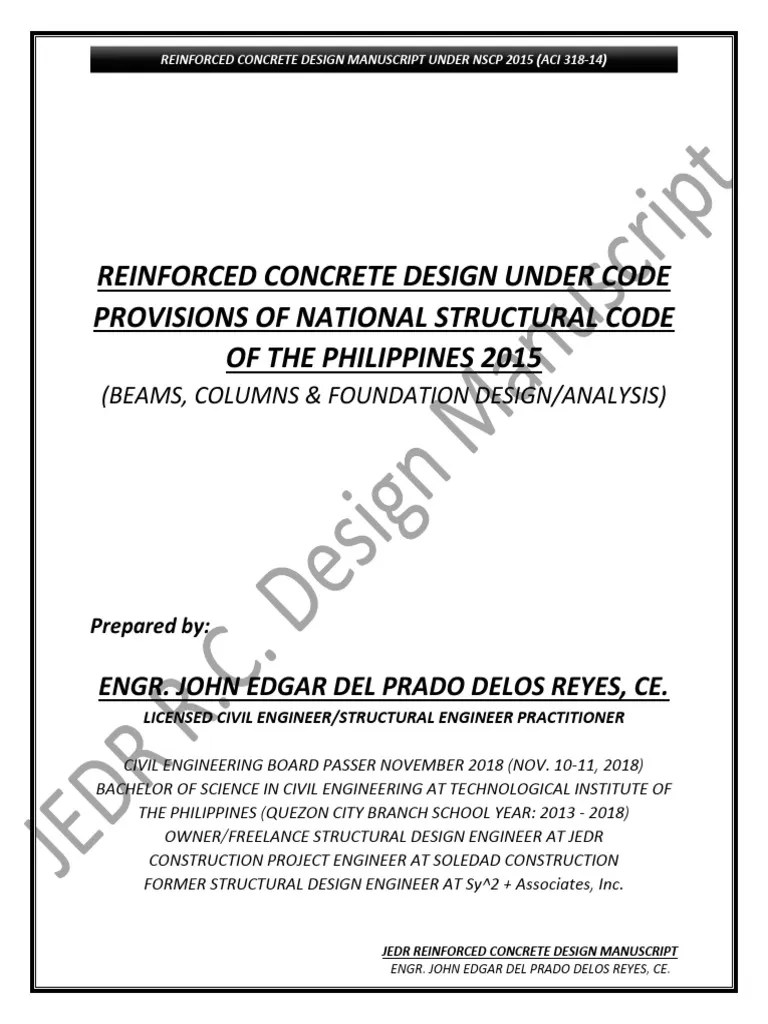 Reinforced Concrete Design Problems With Solution Under NSCP 2015 JEDR Manuscript | PDF | Beam ...