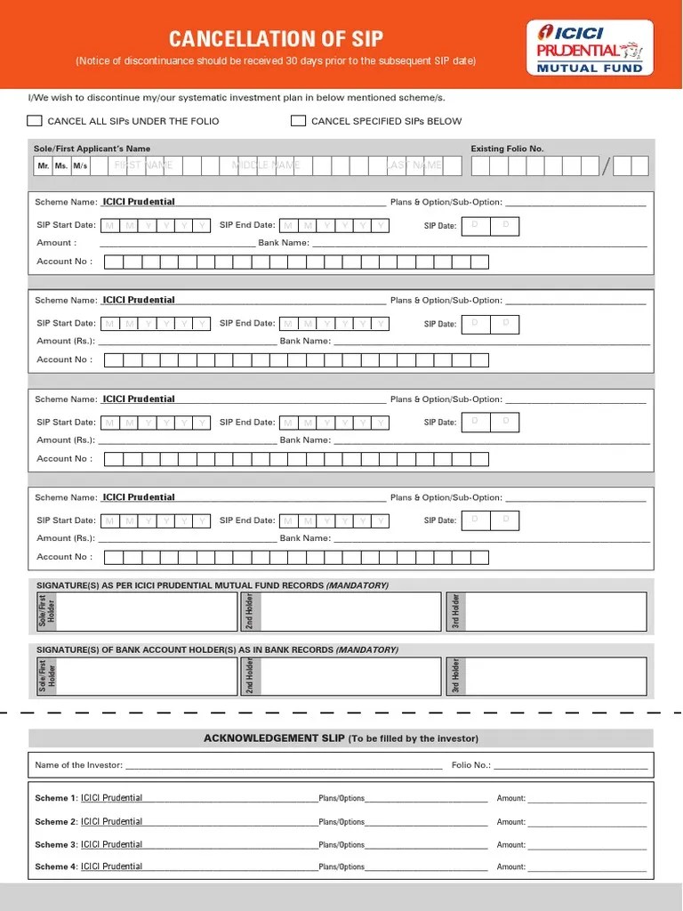 Cancellation Form-Multiple Sip | PDF | Financial Markets | Investment Management